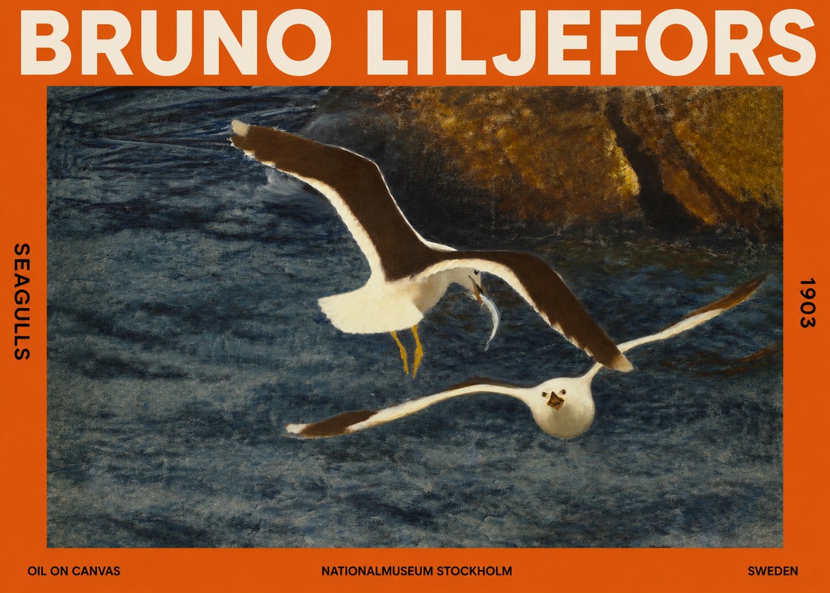 Bruno Liljefors Seagulls No2 - Póster
