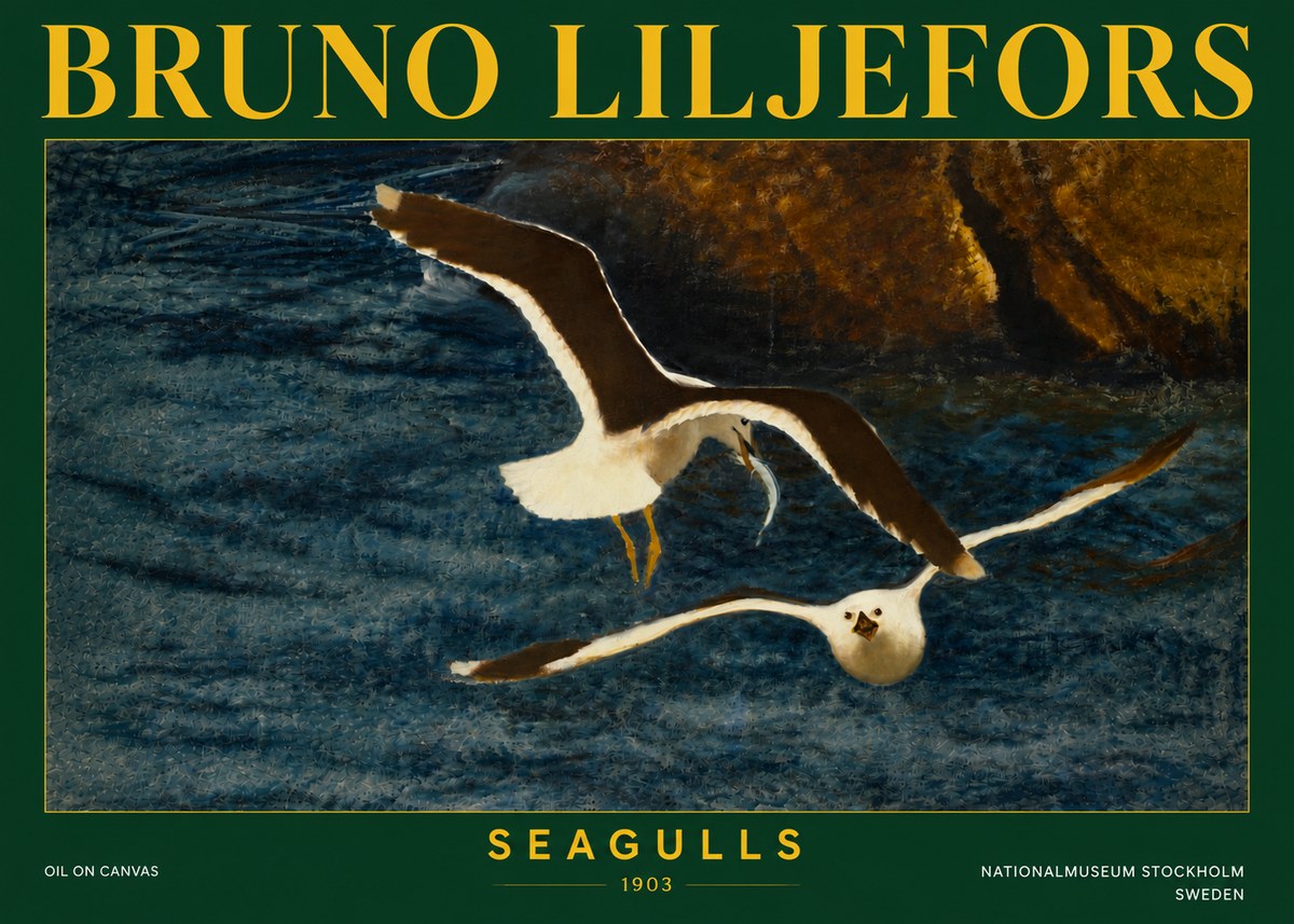 Bruno Liljefors Seagulls No5 - Póster
