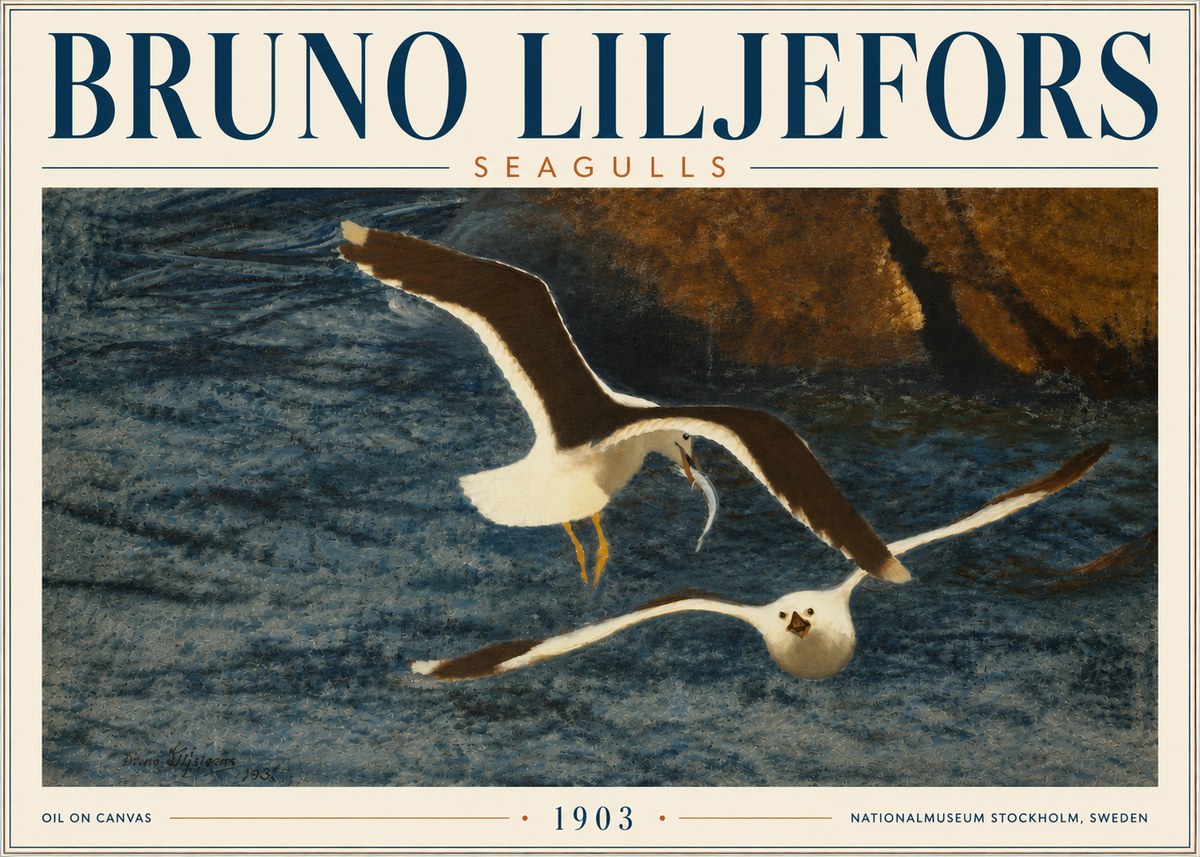 Bruno Liljefors Seagulls No6 - Póster