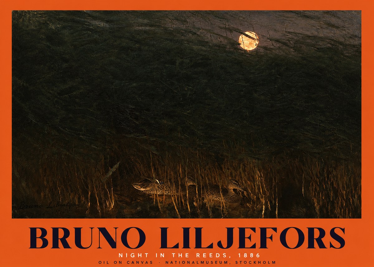 Bruno Liljefors Night in the Reeds No2 - Póster