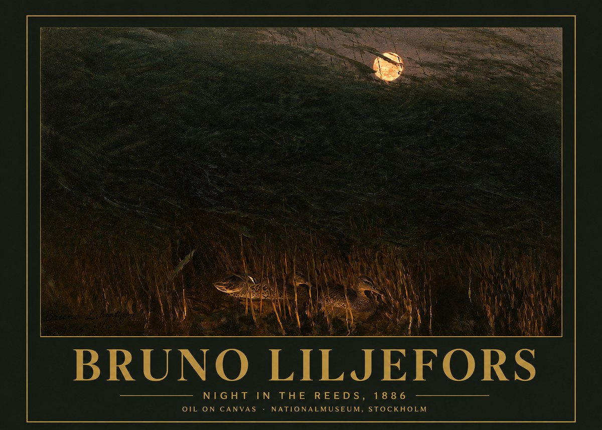 Bruno Liljefors Night in the Reeds No3 - Póster