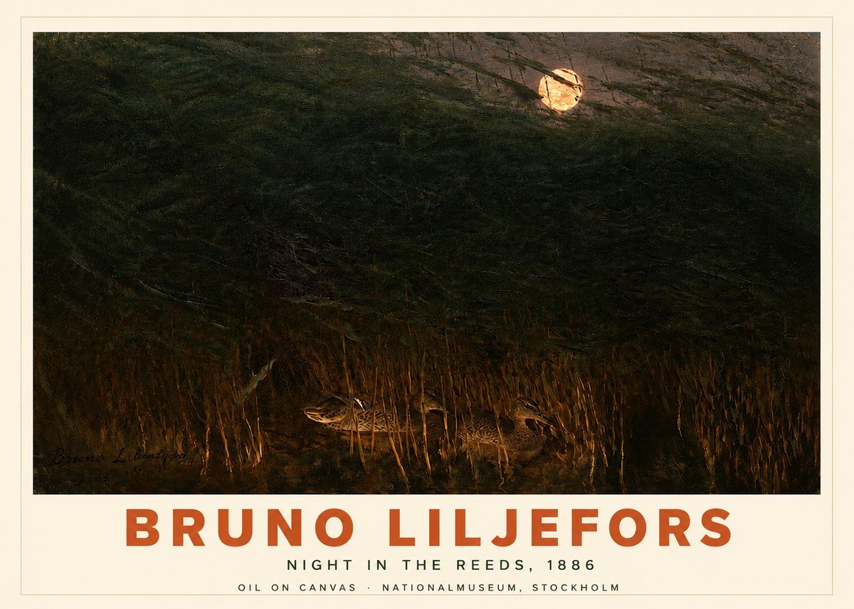 Bruno Liljefors Night in the Reeds No4 - Póster