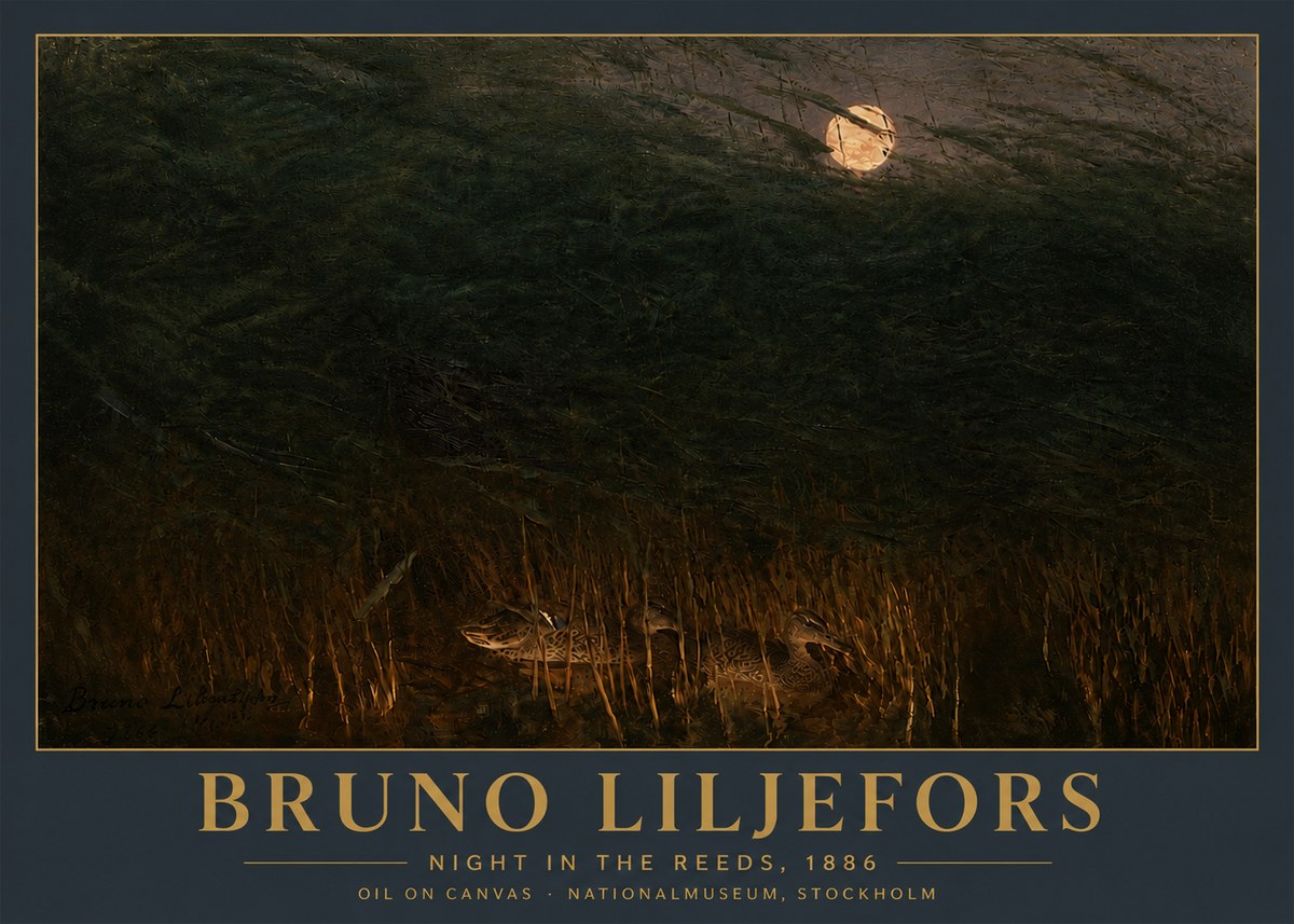 Bruno Liljefors Night in the Reeds No5 - Póster