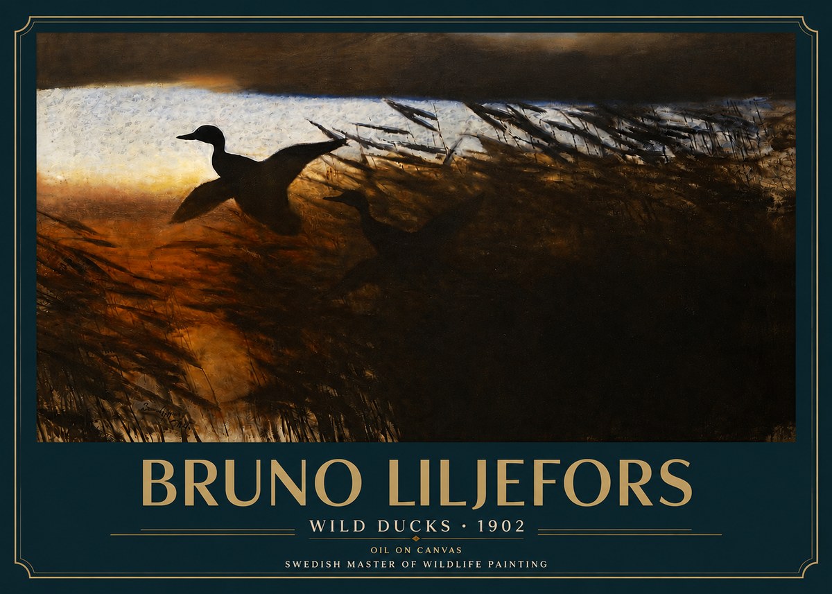 Bruno Liljefors Wild Ducks II No3 - Póster