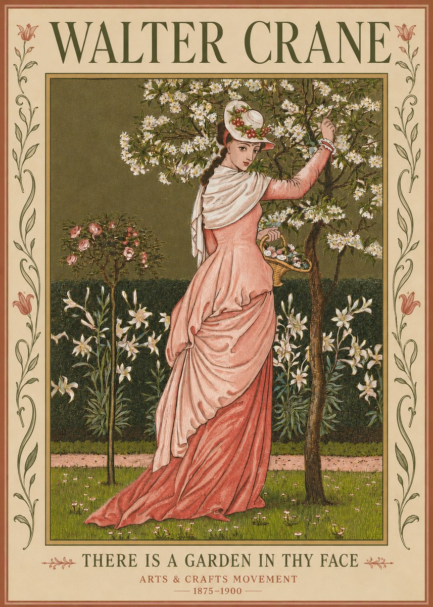 Walter Crane There Is a Garden in Thy Face I No3 - Póster