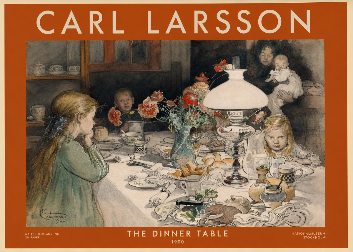 Carl Larsson The Dinner Table No2 - Póster