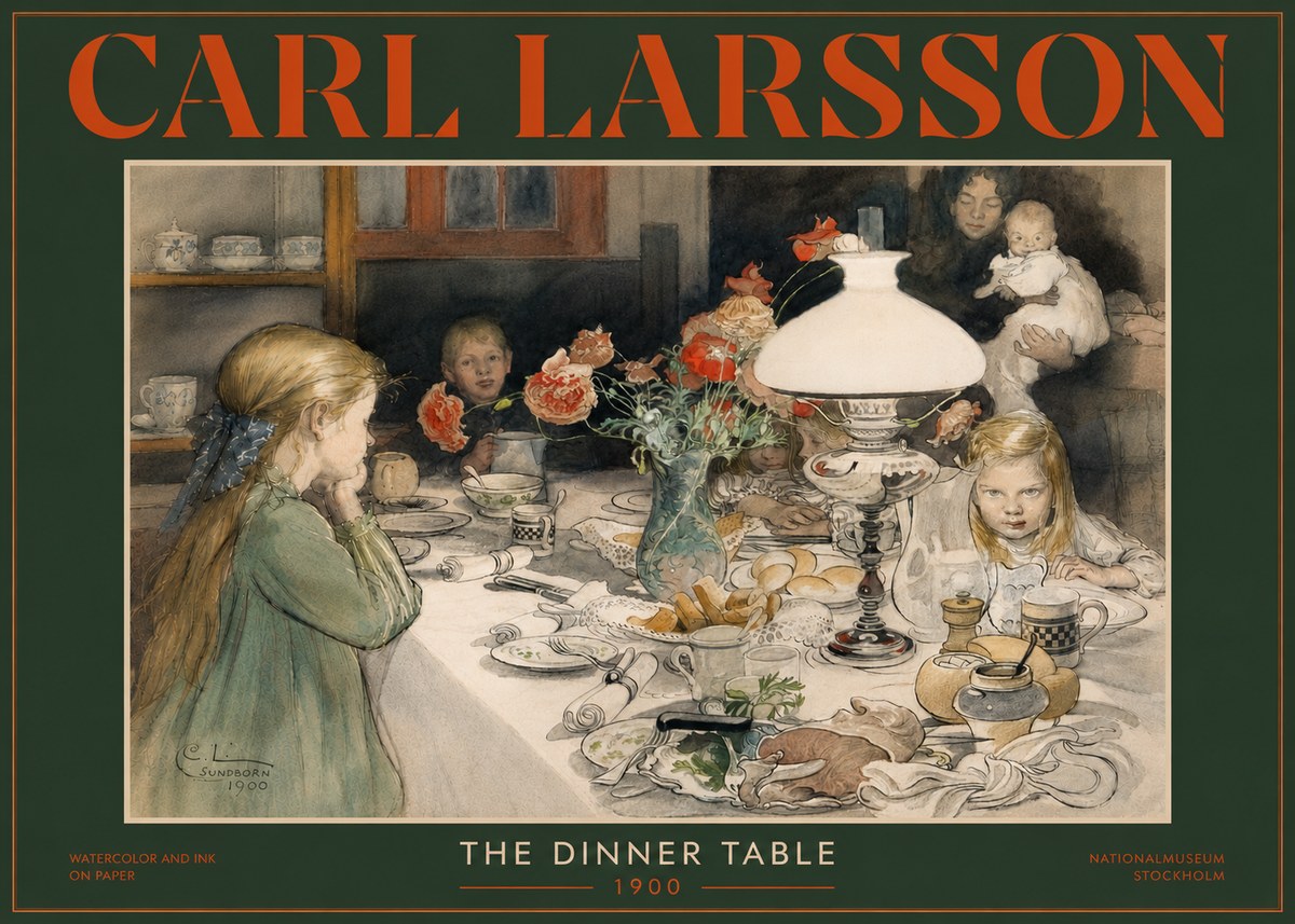 Carl Larsson The Dinner Table No5 - Póster