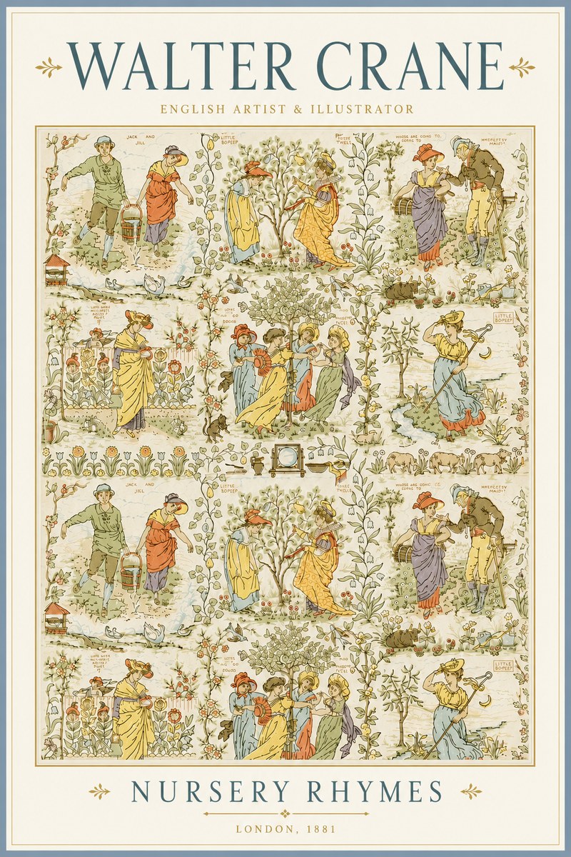 Walter Crane Nursery Rhymes No4 - Póster