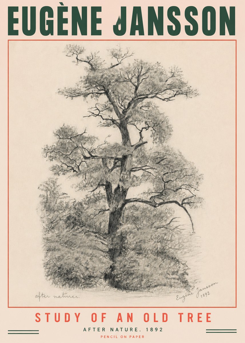 Eugène Jansson Study of an Old Tree No3 - Póster