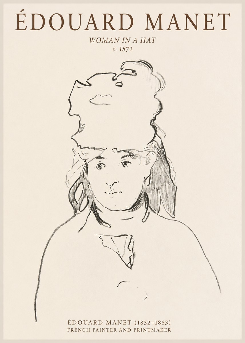 Édouard Manet Woman in a Hat No1 - Póster