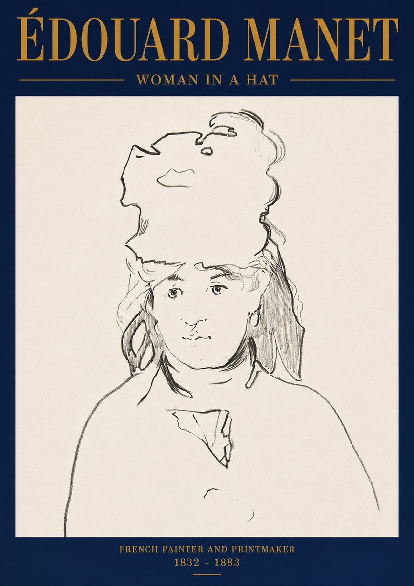 Édouard Manet Woman in a Hat No3 - Póster