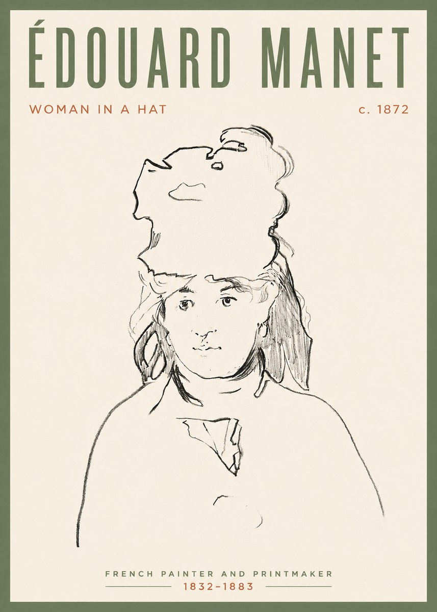 Édouard Manet Woman in a Hat No4 - Póster