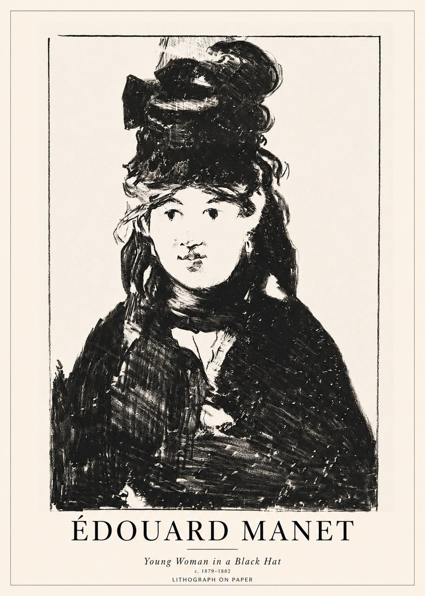 Édouard Manet Young Woman in a Black Hat II No1 - Póster