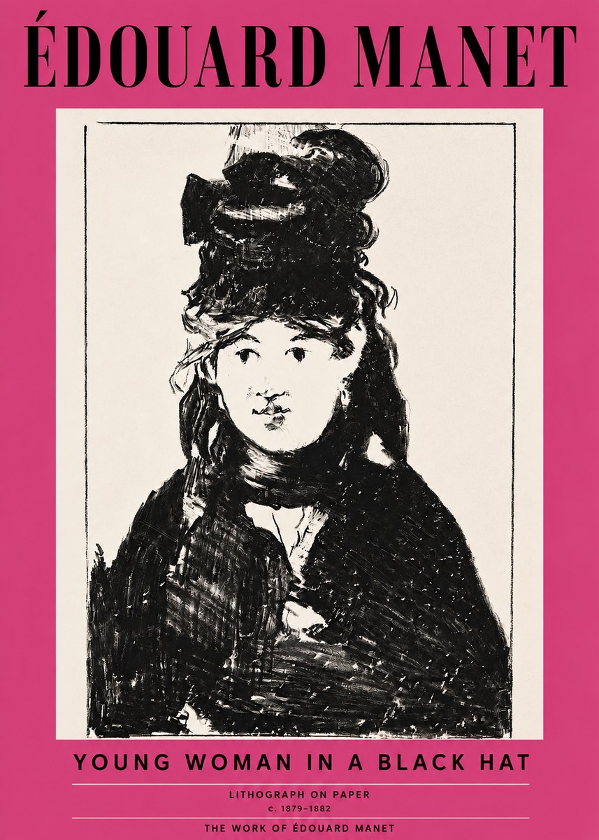 Édouard Manet Young Woman in a Black Hat II No3 - Póster