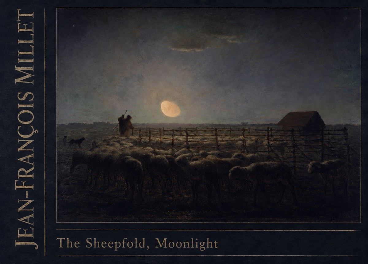 Jean-François Millet The Sheepfold, Moonlight No3 - Póster