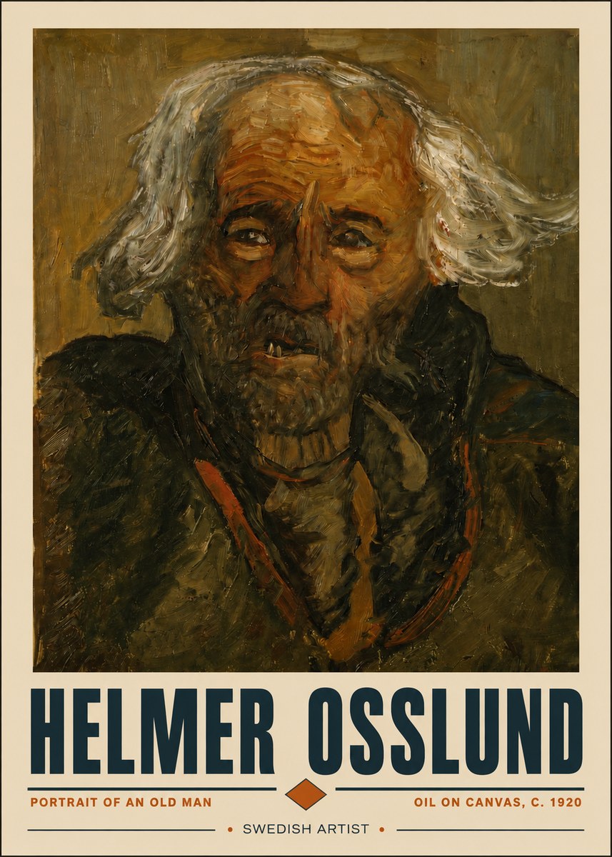 Helmer Osslund Portrait of an Old Man No4 - Póster