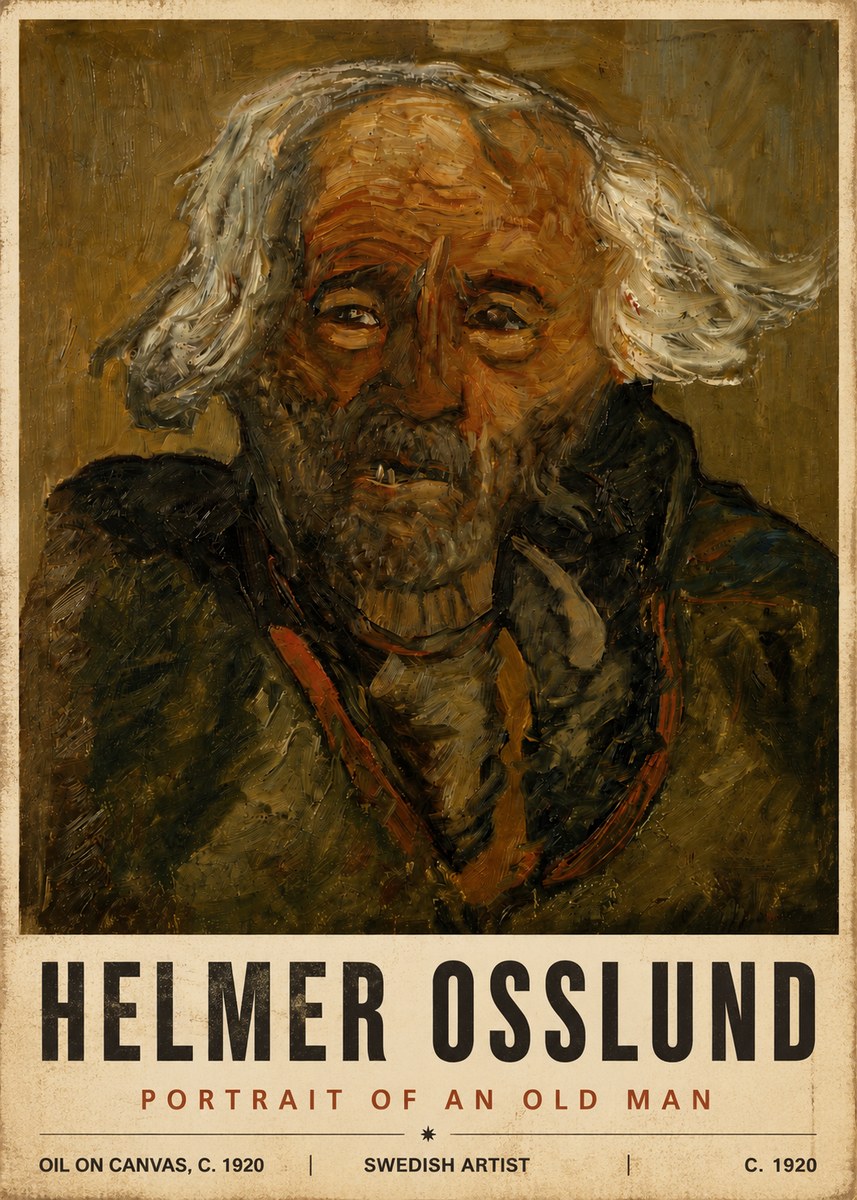 Helmer Osslund Portrait of an Old Man No6 - Póster
