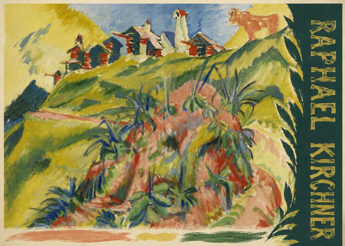 Raphael Kirchner Hillside Dwellings with Alpine Cow No6 - Póster