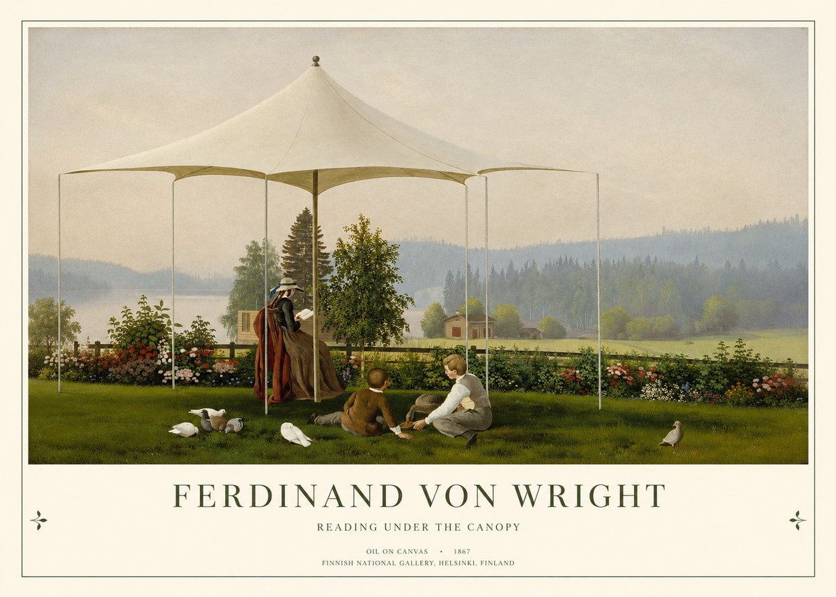 Ferdinand von Wright Reading Under the Canopy No1 - Póster