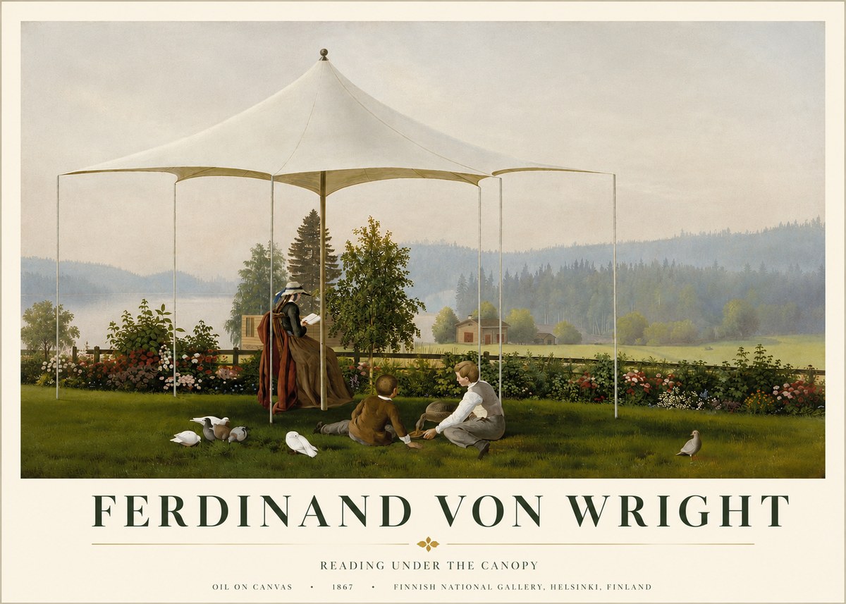 Ferdinand von Wright Reading Under the Canopy No3 - Póster