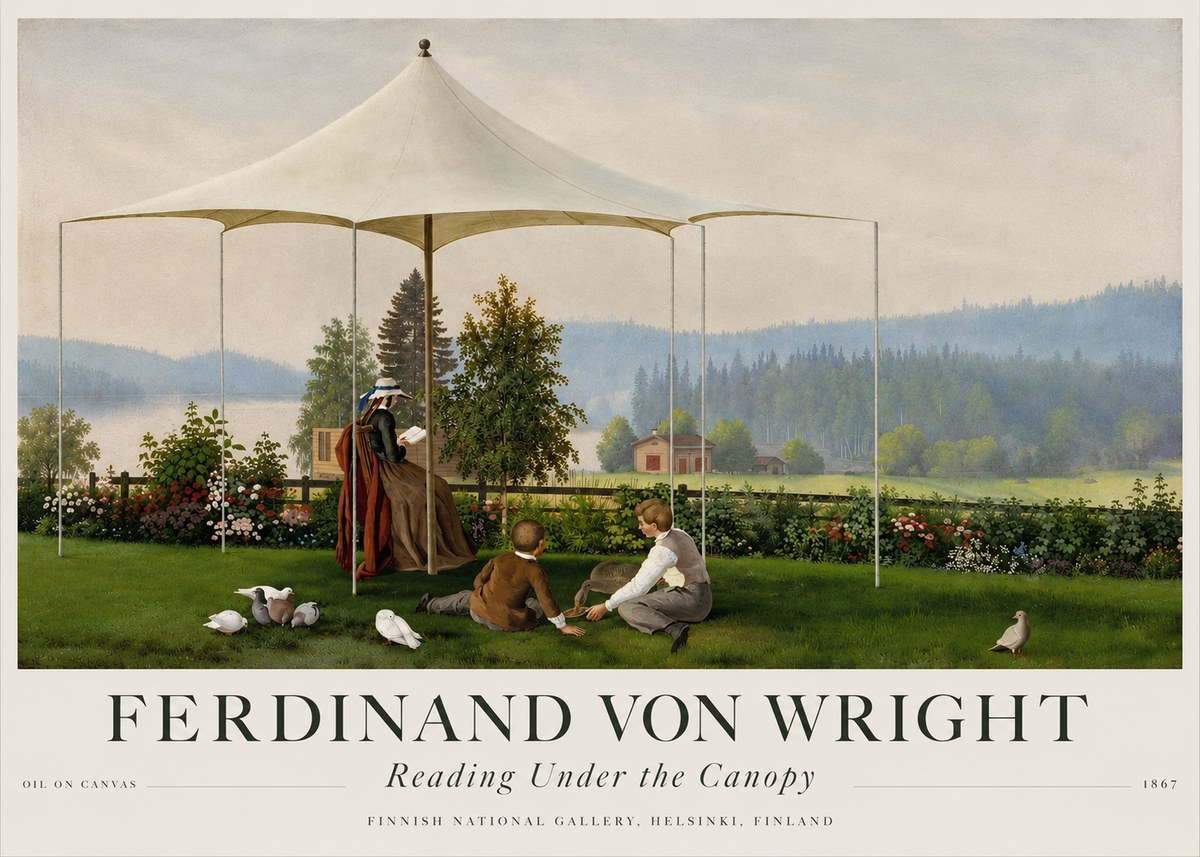 Ferdinand von Wright Reading Under the Canopy No4 - Póster