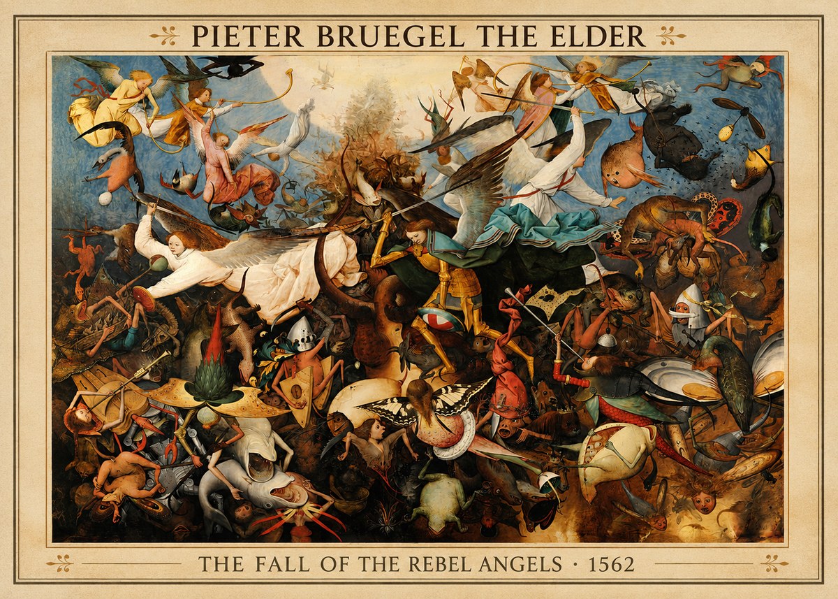 Pieter Bruegel The Fall of the Rebel Angels III No4 - Póster