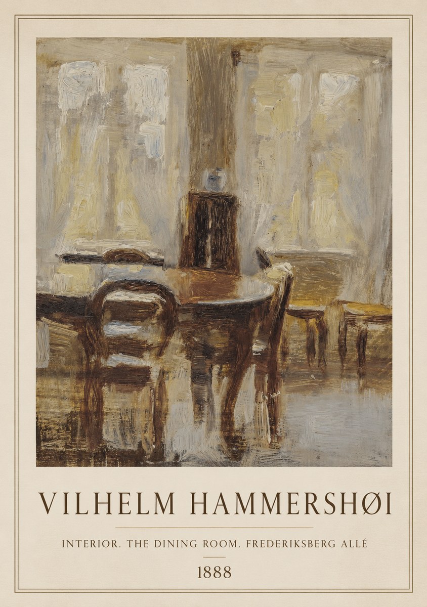 Vilhelm Hammershøi Interior. the Dining Room. Frederiksberg Allé No1 - Póster
