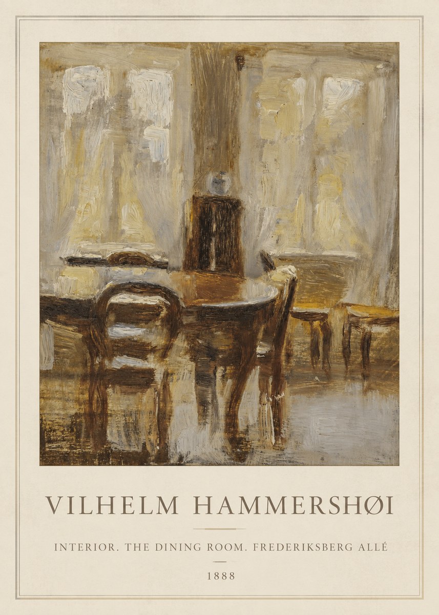 Vilhelm Hammershøi Interior. the Dining Room. Frederiksberg Allé No5 - Póster