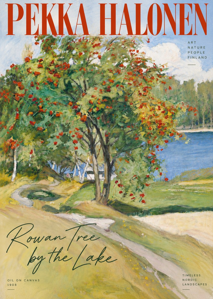 Pekka Halonen Rowan Tree by the Lake No5 - Póster