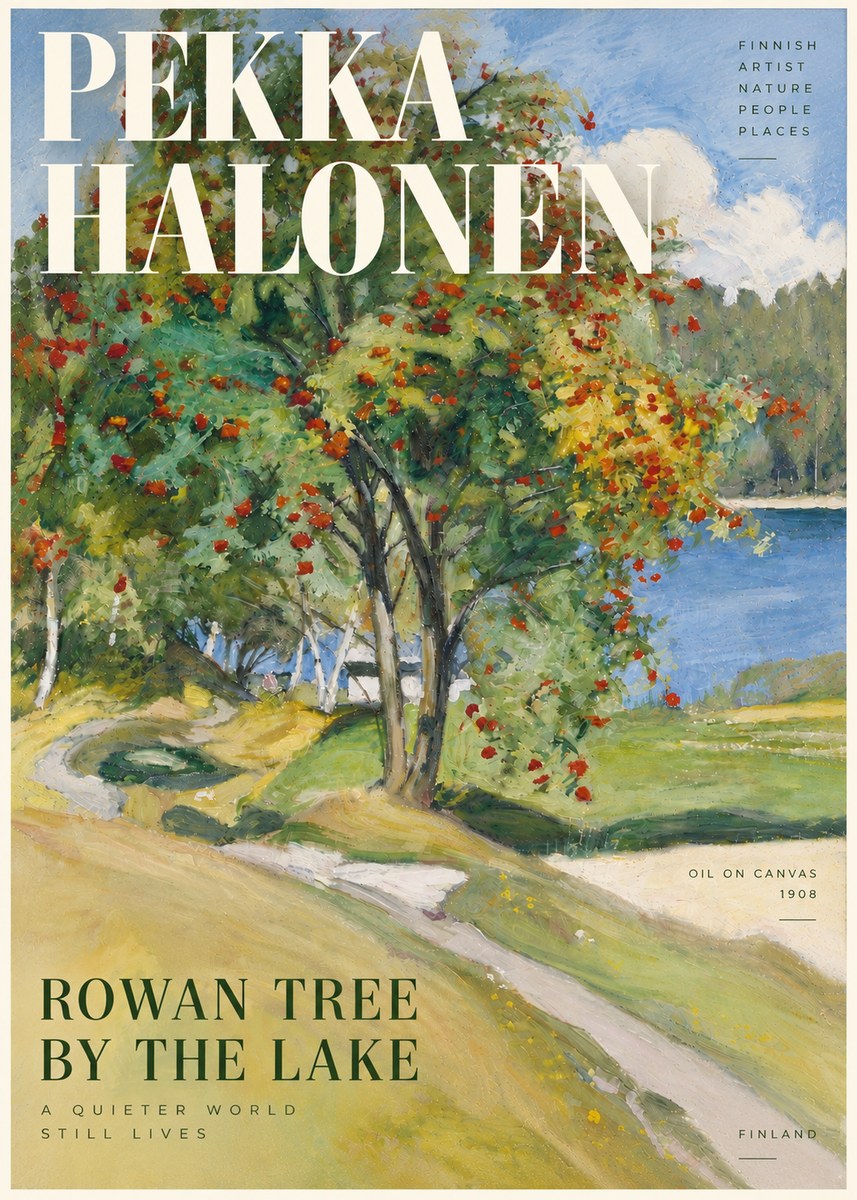 Pekka Halonen Rowan Tree by the Lake No6 - Póster