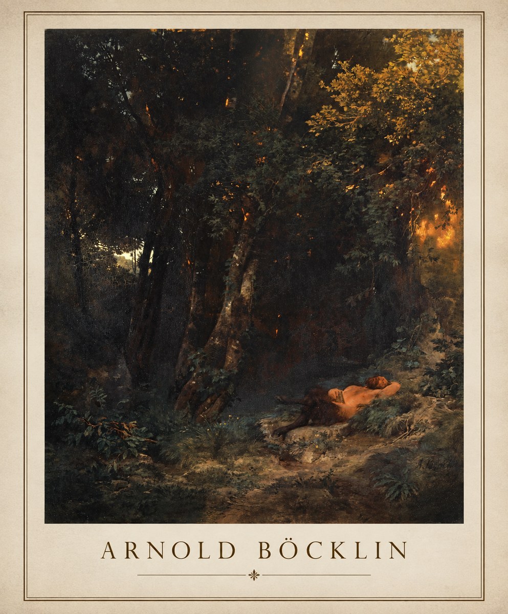 Arnold Böcklin A Faun Asleep No1 - Póster
