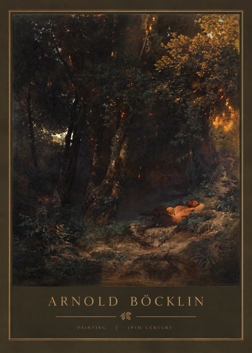 Arnold Böcklin A Faun Asleep No3 - Póster
