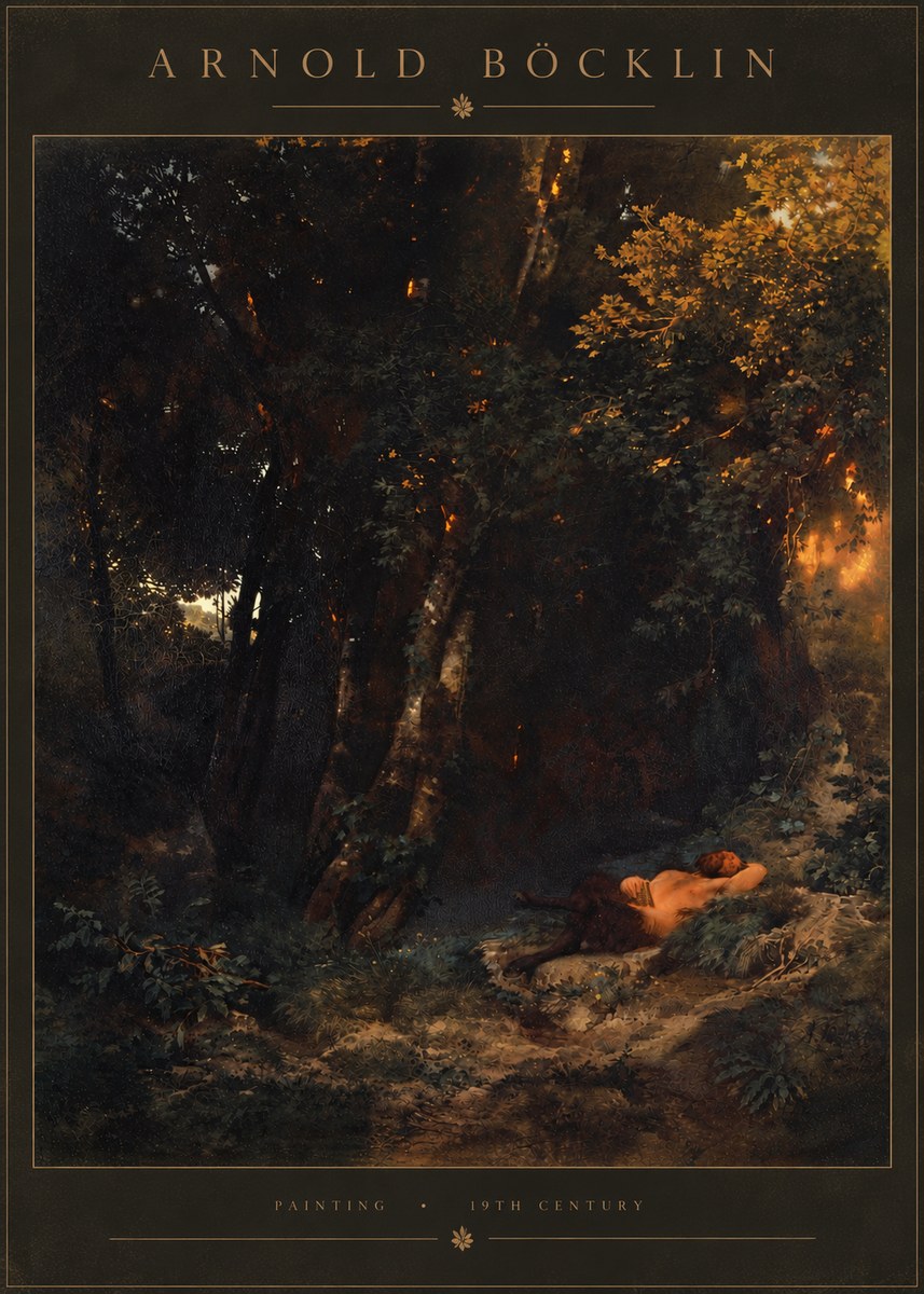 Arnold Böcklin A Faun Asleep No5 - Póster