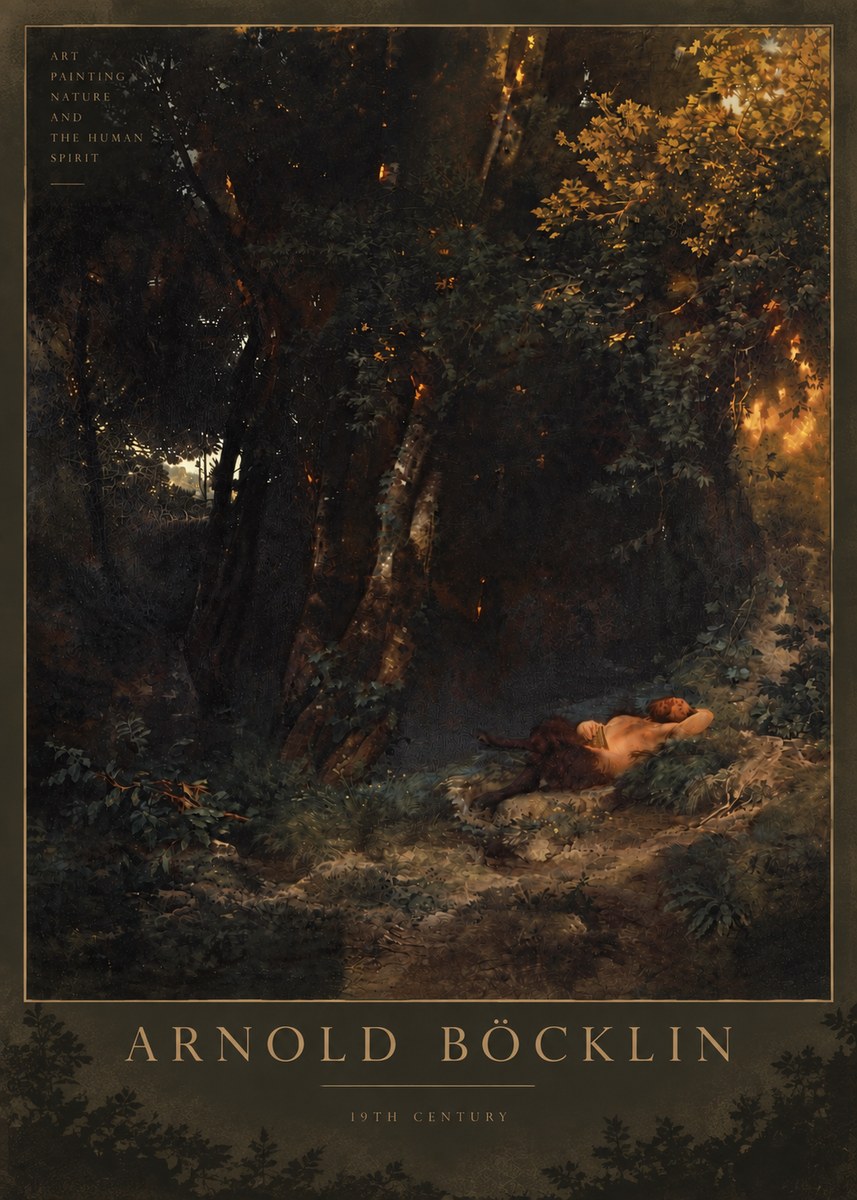 Arnold Böcklin A Faun Asleep No6 - Póster