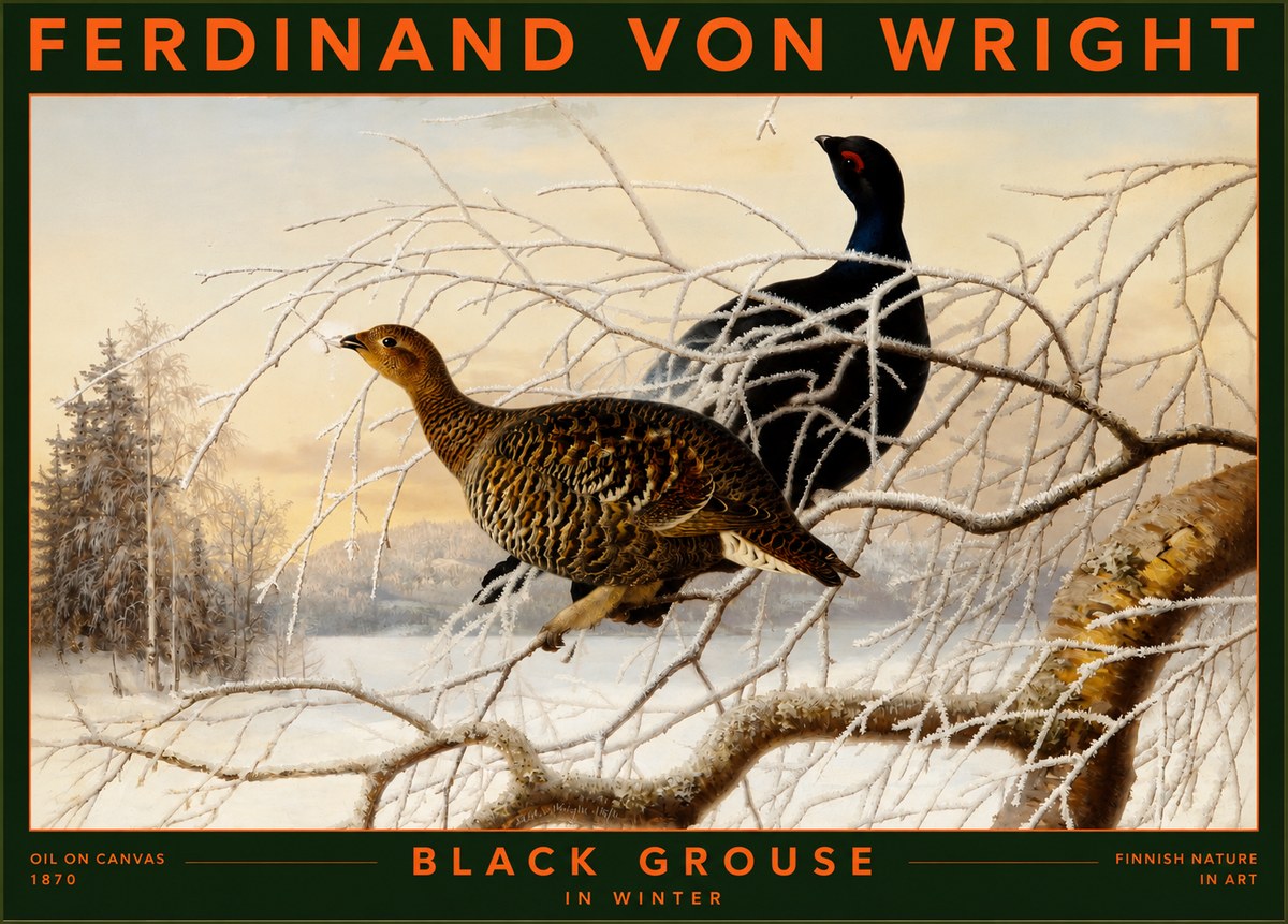 Ferdinand von Wright Black Grouse in Winter No2 - Póster