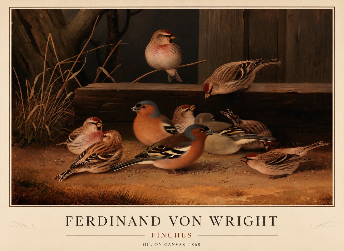 Ferdinand von Wright Finches No1 - Póster