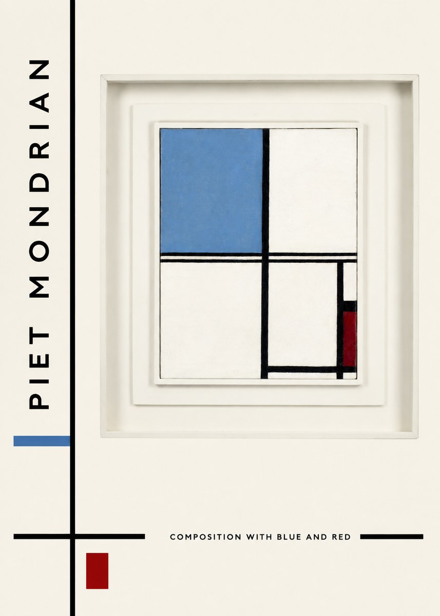 Piet Mondrian Composition with Blue and Red No2 - Póster