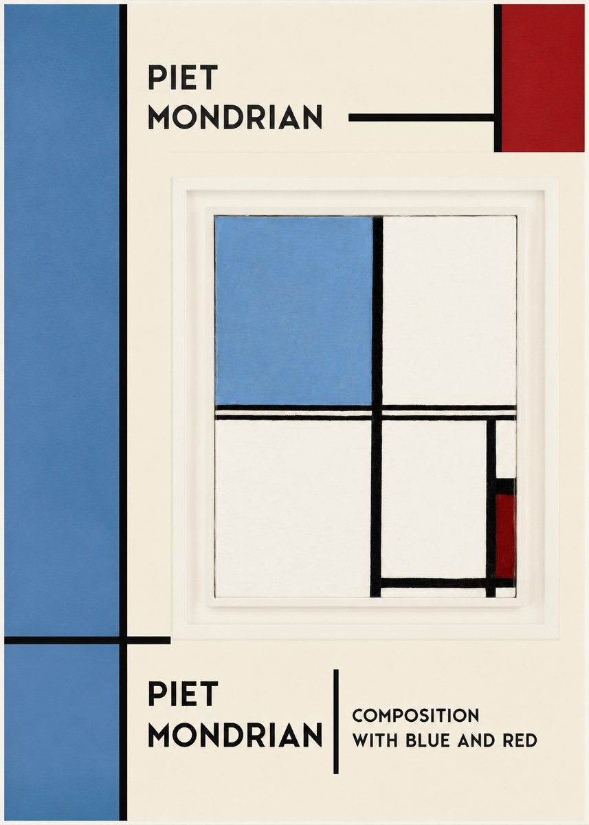 Piet Mondrian Composition with Blue and Red No6 - Póster