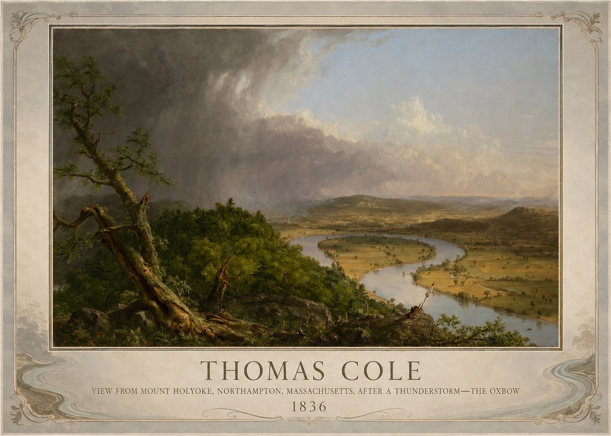 Thomas Cole View from Mount Holyoke, Northampton, Massachusetts, After a Thunderstorm—the Oxbow II No6 - Póster