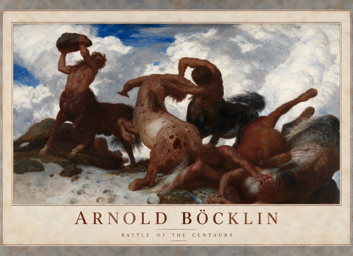 Arnold Böcklin Kentaurenkampf No6 - Póster