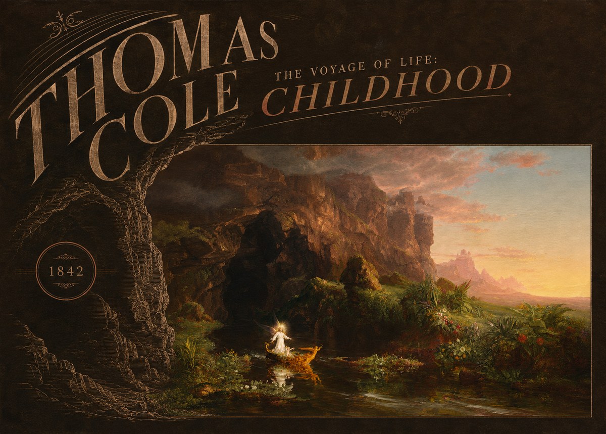 Thomas Cole The Voyage of Life: Childhood III No4 - Póster