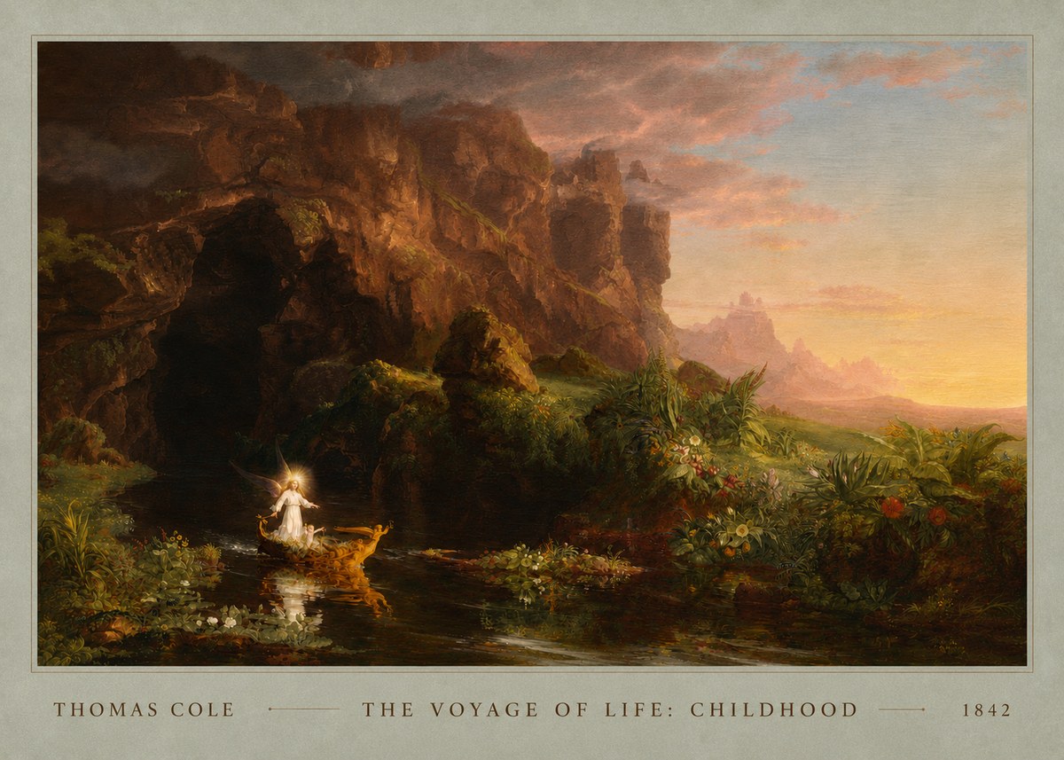 Thomas Cole The Voyage of Life: Childhood III No5 - Póster