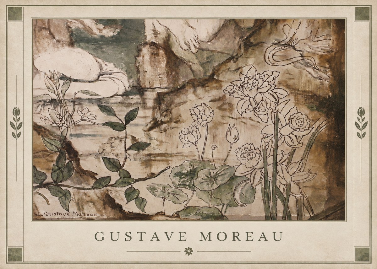 Gustave Moreau Floral Study No3 - Póster
