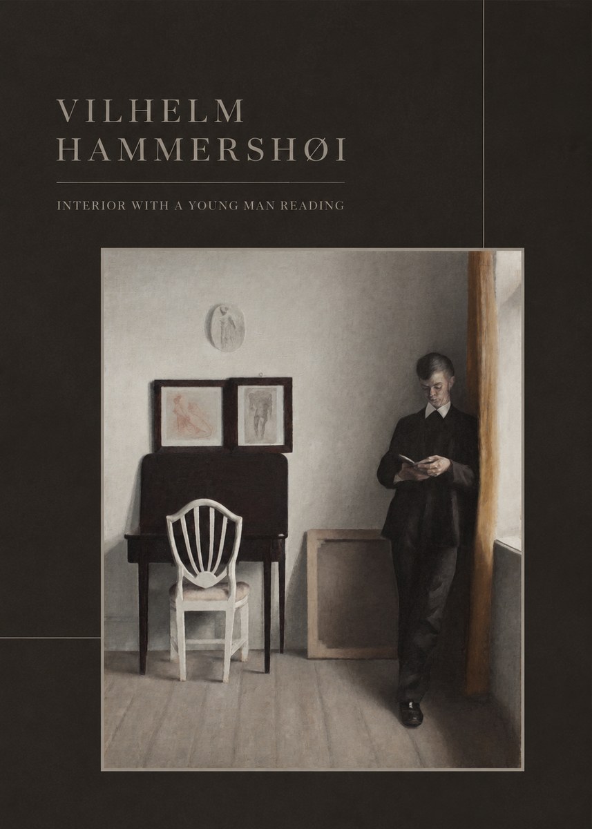 Vilhelm Hammershøi Interior with a Young Man Reading No3 - Póster