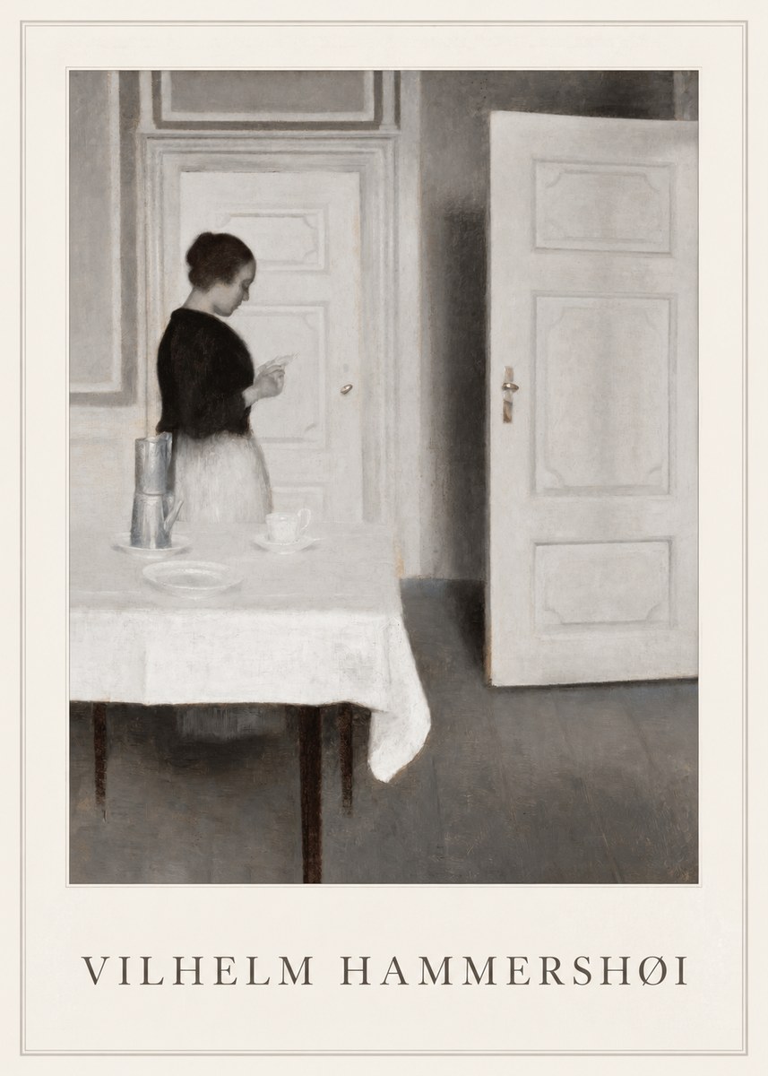 Vilhelm Hammershøi Interior with a Woman Reading a Letter No1 - Póster