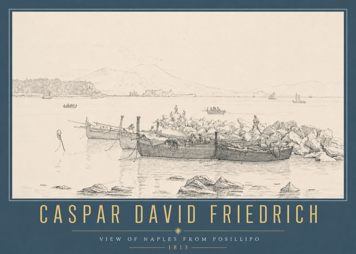 Caspar David Friedrich View of Naples from Posillipo No4 - Póster