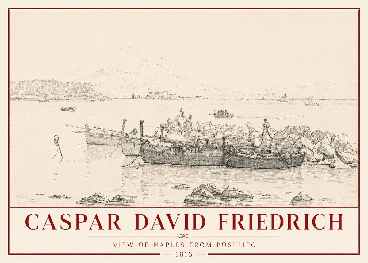 Caspar David Friedrich View of Naples from Posillipo No6 - Póster