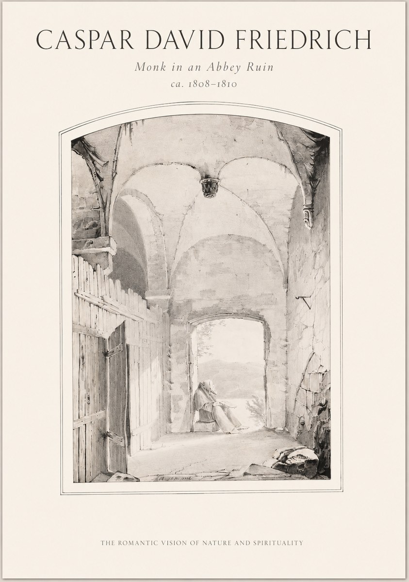 Caspar David Friedrich Monk in an Abbey Ruin No1 - Póster