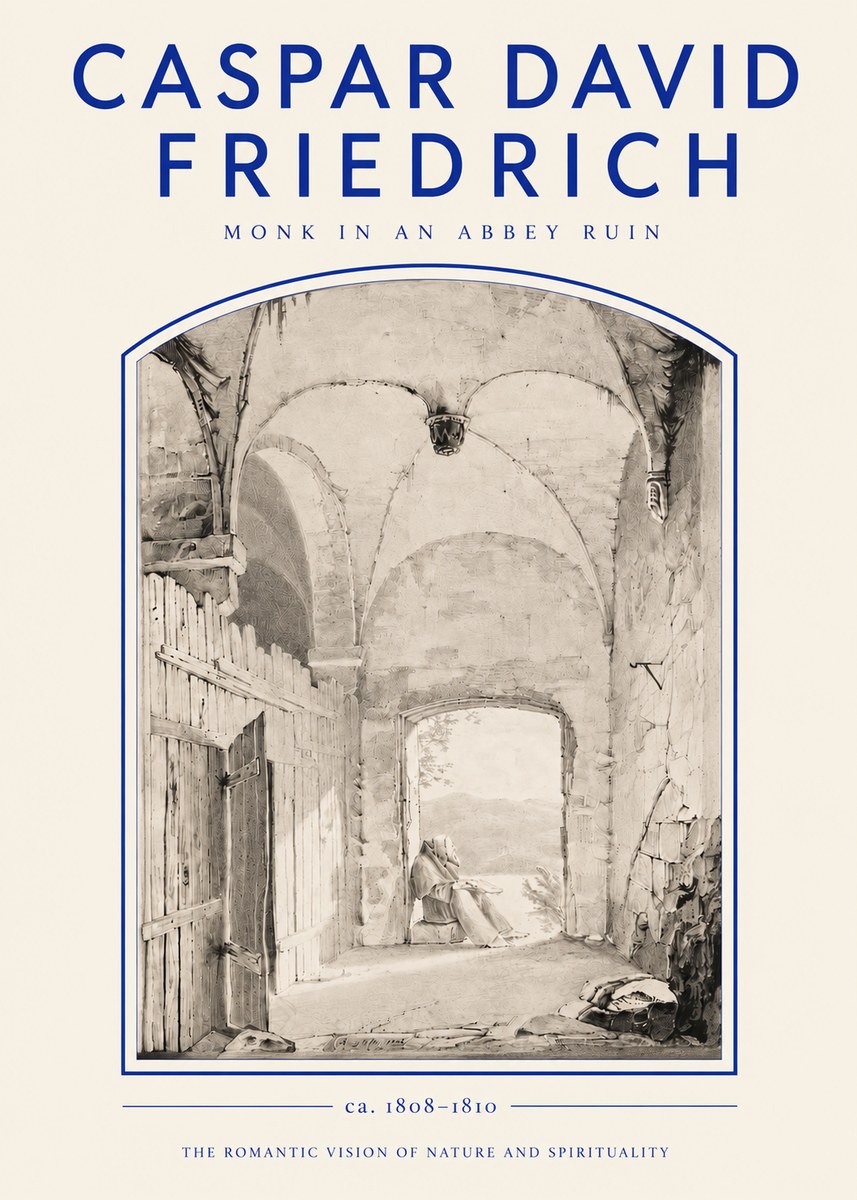 Caspar David Friedrich Monk in an Abbey Ruin No3 - Póster