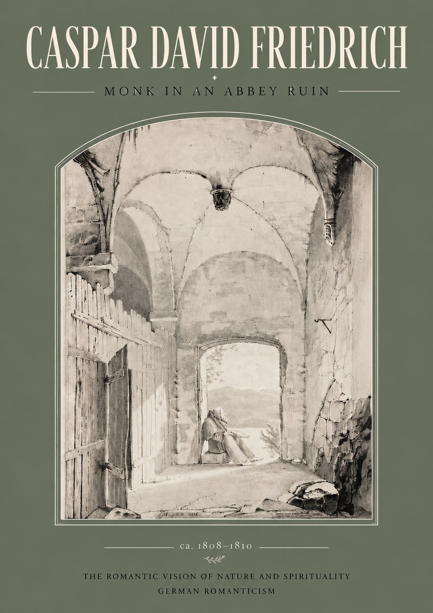 Caspar David Friedrich Monk in an Abbey Ruin No6 - Póster
